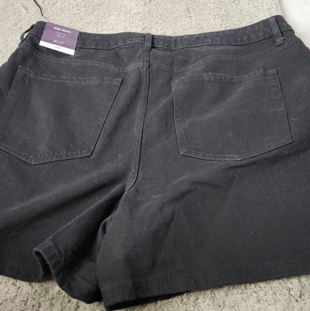 Women's 5" High-Rise Jean Shorts - Ava & Viv Black Wash 20 - Picture 13 of 14